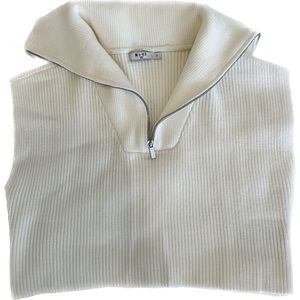 NA-KD Quarter Zip Sleeveless Sweater, White